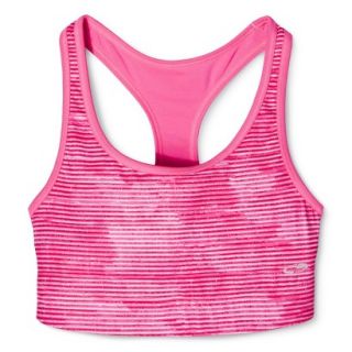 C9 by Champion Womens Reversible Stripe Compression Racer Bra   Pinksicle L