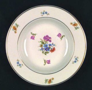 Royal Jackson Roj32 Rim Soup Bowl, Fine China Dinnerware   Featherweight,Floral,