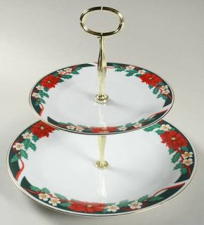 Tienshan Deck The Halls (Verge) 2 Tiered Serving Tray (Dinner & Salad Plate), Fi