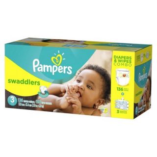 Pampers Swaddlers Diapers & Sensitive Wipes Combo Pack Size 3 (136 Count),