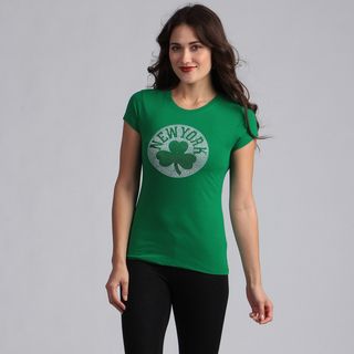 Mono Design Collection Womens Green New York Shamrock T shirt Green Size 3X (22W  24W)