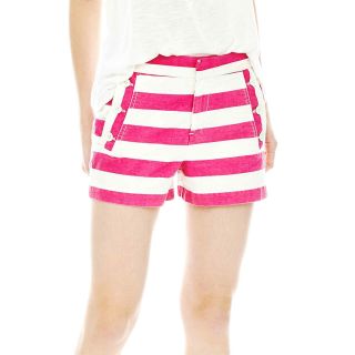 JOE FRESH Joe Fresh Striped Shorts, Pink, Womens
