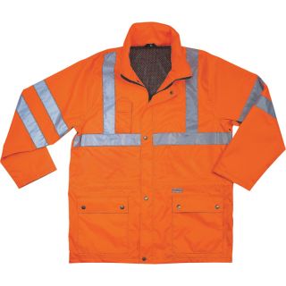 Ergodyne High Visibility Class 3 Rain Jacket   Orange, Medium, Model 8365