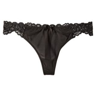 Gilligan & OMalley Womens Micro With Lace Back Thong   Black S