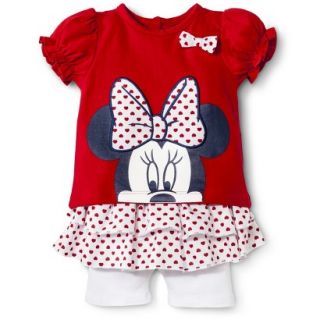 Disney Newborn Girls 2 Piece Minnie Mouse Set   Red 3 6 M