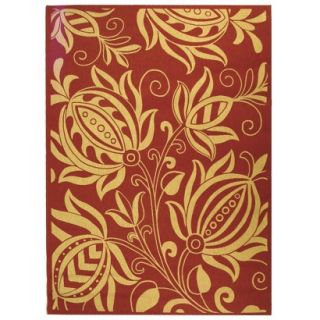 Rectangle Patio Rug   Beige/Red 8x11