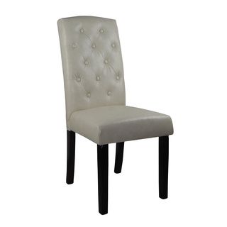 Castillian Off White Faux Leather Tufted Parson Chairs (set Of 2)