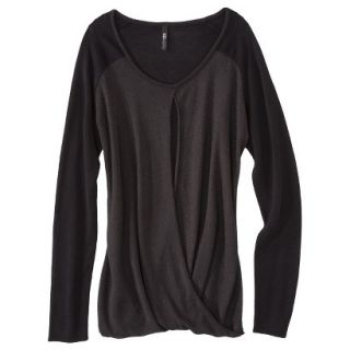 labworks Womens Crepe Keyhole Sweater   Black XS