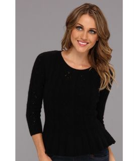 Autumn Cashmere Pointelle Cable Button Sweater Womens Sweater (Black)