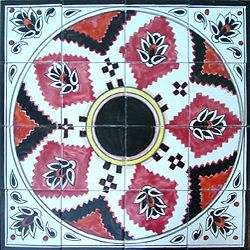 Fashtoul Design 16 tile Ceramic Mosaic Medallion