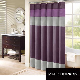 Madison Park Florence Pieced Faux Silk Shower Curtain
