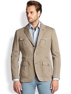 Canali Cotton Linen Jacket   Brown
