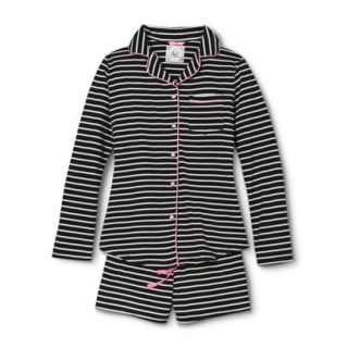 PJ Couture Pajama Set   Black Stripe L