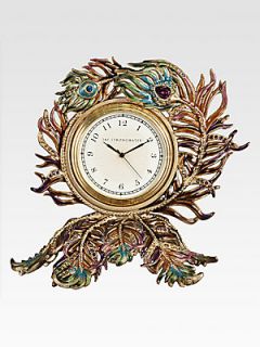 Jay Strongwater Peacock Feather Clock   No Color