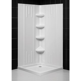 Slimline Double Threshold Shower Base And Qwall 2 Shower Backwalls Kit