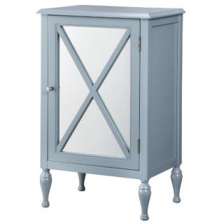 Accent Table Hollywood Mirrored One Door Accent Cabinet   Blue