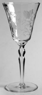 Unknown Crystal Unk1490 Water Goblet   Gray Cut Floral Design,Rippled Stem