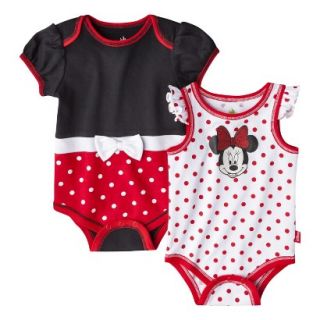 Disney Newborn Girls 2 Pack Minnie Mouse Bodysuit   Red NB