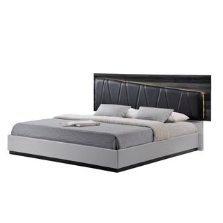 Global Furniture Usa Silver Line And Zebra Grey Blue Pu Queen Bed Grey Size Queen