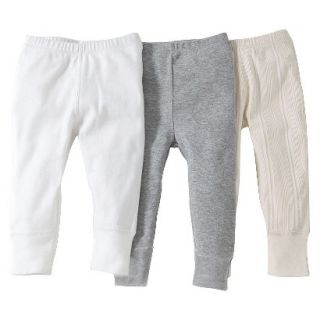 Burts Bees Baby Infant 3 Pack Footless Pant   Ivory/Grey/White 24 M