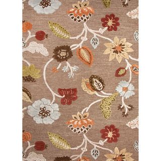 Hand tufted Transitional Floral Pattern Brown Wool Rug (36 X 56)