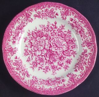 J & G Meakin Avondale Pink Dessert/Pie Plate, Fine China Dinnerware   Pink Scrol