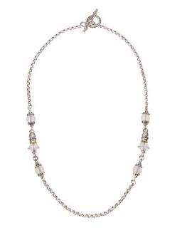 Iris Frosted Rock Crystal Bead Necklace, Silver/Gold