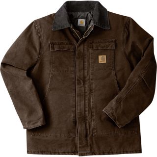 Carhartt Sandstone Traditional Quilt Lined Coat   Dark Brown, Medium, Model C26