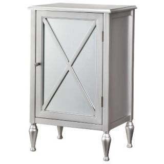 Accent Table Hollywood Mirrored One Door Accent Cabinet   Silver