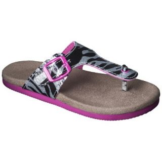 Girls Zebra Footbed Sandals   Multicolor 12 13