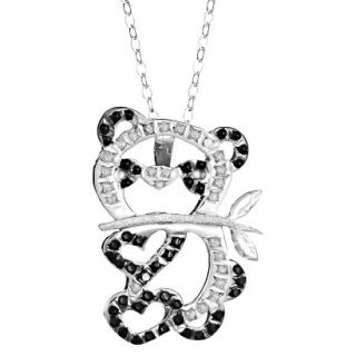 Sterling Silver Panda Pendant Necklace with Diamond Accents   White