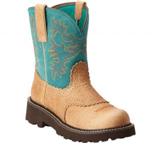 Womens Ariat Fatbaby™   Tan Buffalo/Teal Full Grain Leather Boots