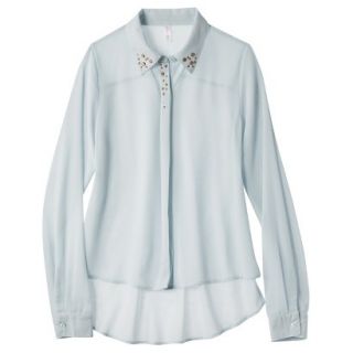 Xhilaration Juniors Studded Collar Button Up Shirt   Bliss Blue L(11 13)