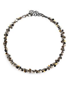 GURHAN 24K Yellow Gold & Two Tone Sterling Silver Flake Cluster Necklace   Silve