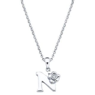 Little Diva Sterling Silver Diamond Accent Initial N Pendant Necklace   Silver