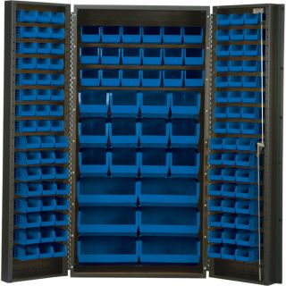 Quantum Storage Cabinet With 132 Bins   36 Inch x 24 Inch x 72 Inch Size, Blue