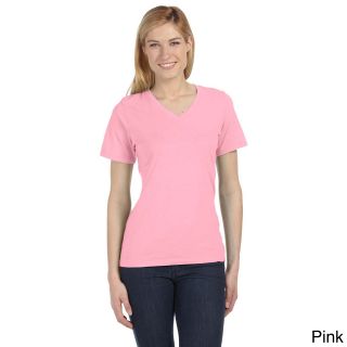 Bella Bella Womens Missy Short Sleeve V neck Jersey T shirt Pink Size XXL (18)