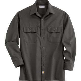 Carhartt Long Sleeve Twill Work Shirt   Dark Gray, Large, Regular Style, Model