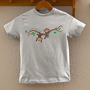 Personalized Kids Twin T Shirts   Two Little Monkeys