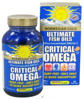 ReNew Life   Norwegian Gold Ultimate Fish Oil Critical Omega 1200 mg.   60 Fish Softgel(s)