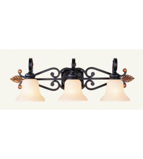 Tuscany 3 Light Bathroom Vanity Lights in Copper Bronze With Aged Gold Leaves 4413 56