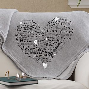 Personalized Sweatshirt Fleece Blanket   Heart Of Love