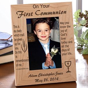 Personalized First Communion Picture Frame   Remember This Day   Vertical