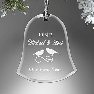 Personalized Anniversary Christmas Ornament   Glass Bell