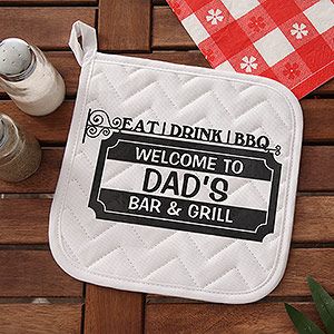 Fathers Day Gifts    Eat Drink & BBQ Personalized Potholder