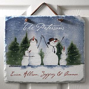 Personalized Snow Family Welcome Slate Plaque