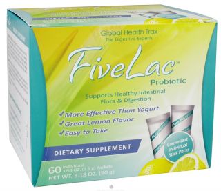 Global Health Trax (GHT)   FiveLac Probiotic Natural Lemon Flavor   60 Packet(s)