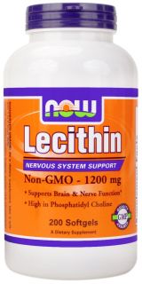 NOW Foods   Lecithin 19 Grain 1200 mg.   200 Softgels