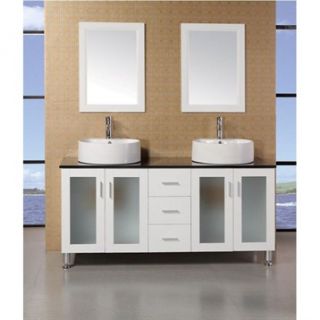 Design Element Seabright 60 Double Sink Modern Bathroom Vanity   White