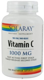 Solaray   Vitamin C Two Stage Timed Release 1000 mg.   100 Vegetarian Capsules